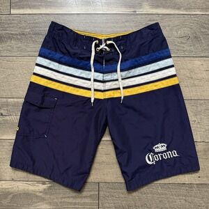 VTG Corona Beer Swim Trunks Script Spellout Lined Board‎ Shorts Beach Mens Small